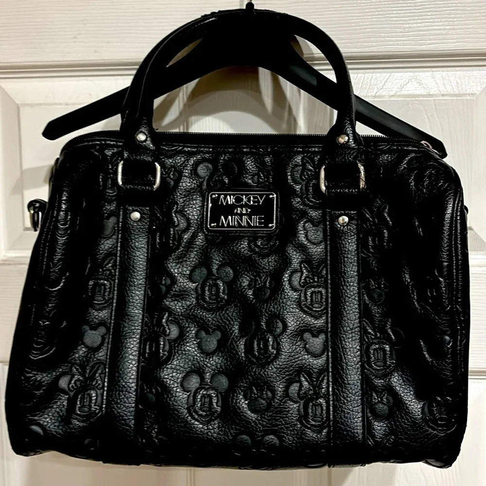 Mickey and Minnie black leather purse red inside